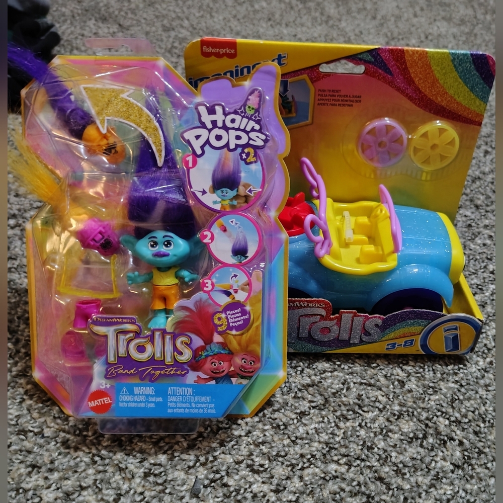 Trolls Hair Pop Branch Figure & Imaginext Branch's Buggy Set